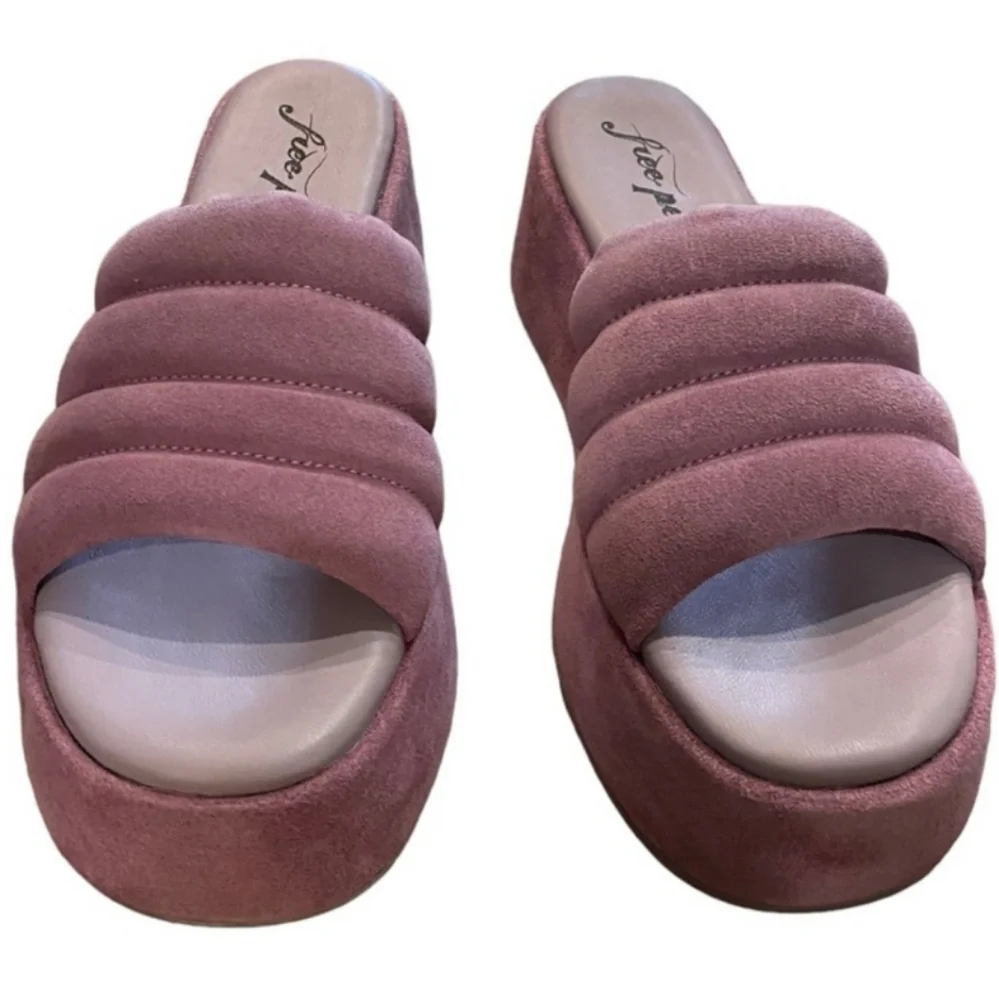 Free People Almost Paradise Suede Platform Slip in Orchid Pink 37.5 / 7.0